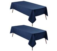 Hiasan 2 Pieces Rectangle Tablecloth - Waterproof Washable Polyester Table Cloth for Dining Room Kitchen Party Camping, Navy Blue, 54 x 108 Inch