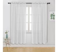 Hiasan Christmas Voile Curtain White Curtains for Living Room Net Curtains for Window Sheer Curtains With Tiebacks 55 X 63 Inch 2 Panels Rod Pocket Top