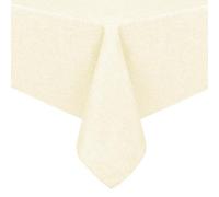 Hiasan Faux Linen Rectangle Tablecloth - Wrinkle and Stain Resistant Washable Table Cloth for Kitchen Dining Room Holiday Table Cover for Dinner, Champagne, 52 x 70 Inch