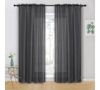 Hiasan Grey Curtains for Living Room Voile Curtain for Bedroom Net Curtains for Window Sheer Curtains With Tiebacks 55 X 72 Inch drop 2 Panels Rod Pocket Top