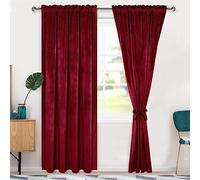 Hiasan Red Velvet Curtains 84" - Blackout Thermal Insulated Solid Soft Curtains for Bedroom Living Room Rod Pocket Bedroom Darkening 2 Panel Window Curtains with