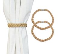 HIASTRA Magnetic Jute Curtain Tiebacks, 2pcs Natural Decorative Handmade Tie Backs Curtain Holdbacks Holders Cord for Window Sheer Drapes Indoor Outdoor