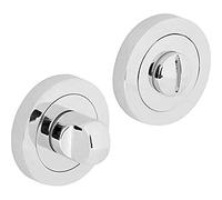 Hiatt Hardware Bathroom Toilet WC Door -Thumbturn Twist and Release Lock | Polished chrome; screw on rose; zinc construction; 50mm rose and 9mm. projection.