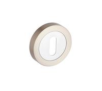 Hiatt Hardware Door Lock Keyhole, Polished and Brushed Nickel, 1 Pair | Door escutcheon; screw-on rose; dual finish polished and brushed nickel; fixings included.