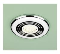 HiB Cyclone Wet Room Inline Extractor Fan with Warm White LED Light | Chrome | Plastic | 145mm x 145mm x 15mm
