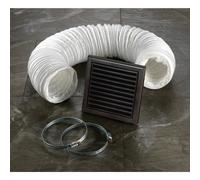 HiB Fixed Grille 3m Flexible Ducting Extractor Fan Accessory Kit with Hose Clamps | Brown | 100mm x 100mm x 3000mm