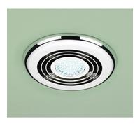 HiB Turbo Bathroom Inline Extractor Fan with Cool White LED Light | Chrome | Plastic | 145mm x 145mm x 15mm