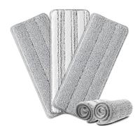 HiBaby Flat Mop Pads, 3 Pack 13" X 4.9" Flat Mop Microfiber Mop Head/Refill/Pad, Washable Squeeze Cleaning Mop Pads Replacement Heads - White and Grey