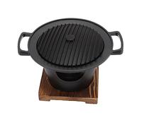 Hibachi Japanese Mini Grill - Portable Tabletop Korean BBQ Charcoal Grill, Smokeless, Wooden Frame, Aluminium Alloy, for Camping & Home Barbecue
