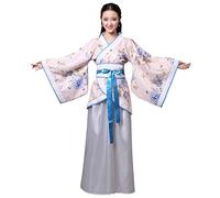 Hibasing Chinese Ancient Style Hanfu - Traditional Tang Suit Retro Long Sleeve Cosplay Performance Costume for Women Blue White