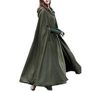 Hibasing Cloak with Hood Costume Hooded Cape Crushed Velvet for Men Women Halloween Christmas Costume Cosplay ArmyGreen