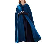 Hibasing Cloak with Hood Costume Hooded Cape Crushed Velvet for Men Women Halloween Christmas Costume Cosplay Blue