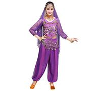 Hibasing Women Ladies Belly Dance Costume Halloween Carnival India Arabian Dancing Performance Outfits Purple