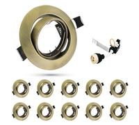 HiBay 10x Downlights GU10 Spot Lights Round Antique Brass | 360° Tiltable Recessed Ceiling Lights for Kitchen Bedroom 240V, 90mm Outer Diameter, 68-83mm Cut-Out Holes, Without Bulb