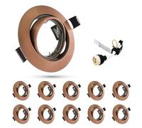 HiBay 10x LED Downlights GU10 Antique Copper LED Spot Lights 360° Tiltable Round Down Lights for Kitchen Office 240V, 90mm Outer Diameter, 68-85mm Cut-Out Holes, Without Bulb
