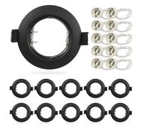 HiBay 10x Recessed LED Downlights Ceiling Spotlights GU10 Black Spotlight Round Downlight for Kitchen 240V, 78mm Outer Diameter, 65-68mm Cut-Out Holes, Without Bulb