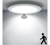 HiBay 18W Motion Sensor LED Ceiling Light with Twilight Sensor, Round Ultra Slim Flush Mount PIR Lights Indoor 1800lm Cool White 240V for Hallway, Stair, Porch, Garage, Toilet