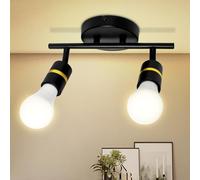 HiBay 2 Way Ceiling Spotlights Light Fittings Black, Rotatable LED Ceiling Light for Kitchen Living Room Bedroom, 2X 12W E27 LED Bulbs Warm White