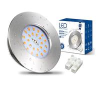 HiBay 20x 7W Recessed Ceiling Lights Ultra Thin IP44 Spotlight Brushed Chrome Down Light Warm White LED Downlight 68mm Ceiling Hole for Bathroom Kitchen Outdoor Soffits