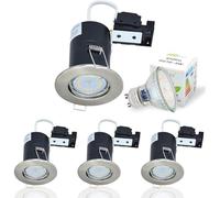 HiBay 4X 5W Dimmable Fir GU10 LED Downlights Recessed Ceiling Lights Spotlight Brushed Chrome Warm White 240V