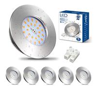 HiBay 6X 7W Ceiling Spotlights IP44 LED Downlights Warm White | Ultra Thin Recessed Lights Chrome Round Down Light for 60-68mm Ceiling Hole of Bathroom Kitchen Soffits