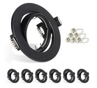 HiBay 6X Downlights for Ceiling GU10 Spot Lights 360° Tiltable Spotlights Round Black Downlights for Living Room Shop, 240V, 90mm Outer Diameter, 68-85mm Cut-Out Holes, Without Bulb