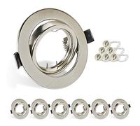 HiBay 6X Downlights for Ceiling GU10 Spotlight 360° Tiltable Spot Lights Round Brushed Chrome Downlights for Living Room Bedroom, 240V, 90mm Outer Diameter, 68-85mm Cut-Out Holes, Without Bulb