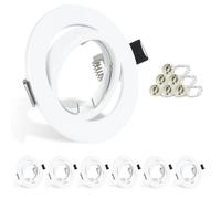 HiBay 6X Recessed Ceiling Lights GU10 Spotlight 360° Tiltable Downlights Round Matte White Spotlights for Kitchen Bedroom, 240V, 90mm Outer Diameter, 68-85mm Cut-Out Holes, Without Bulb