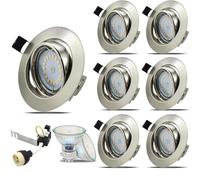 HiBay 6X Round GU10 Downlights Tilt LED Recessed Ceiling Lights Brushed Chrome Spotlights Fitting with 5W LED Bulbs Cool White 240V