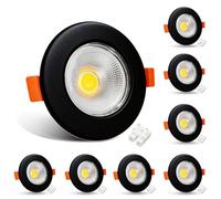 HiBay 8X 10W Round LED Downlights COB Ultra Slim Ceiling Spotlight 5000K Black Down Lights for Kitchen, Bedroom, Cutout Ø65-88mm, 240V 850LM