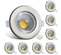 HiBay 8X 10W Ultra Slim Recessed Downlights COB Spot Lights 5000K Brushed Chrome LED Downlights for Bedroom, Living Room, Cutout Ø65-88mm, 240V 850LM