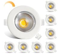 HiBay 8X COB Dimmable LED Downlights 10W 3000K Ultra Slim Spot Lights Ceiling Round White Recessed Ceiling Lights for Kitchen, Living Room, Cutout Ø65-88mm, 240V 850LM