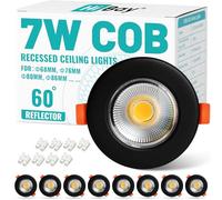 HiBay 8X COB Recessed Ceiling Lights 7W 3000K Ceiling Spotlights Ultra Slim Round Black Downlights for Kitchen, Living Room, Cutout Ø65-88mm, 240V 600LM