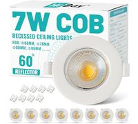 HiBay 8X COB Round LED Downlights Ceiling 7W Cool White LED Spot Lights Ultra Slim White Recessed Ceiling Light for Bedroom, Living Room, Cutout Ø65-88mm, 240V 600LM