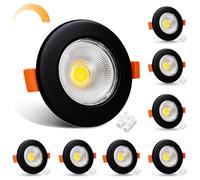 HiBay 8X Dimmable Downlights 10W Ultra Slim Black Spotlight 5000K COB Recessed Ceiling Lights for Kitchen, Living Room, Cutout Ø65-88mm, 240V 850LM