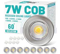 HiBay 8X Ultra Slim COB Downlights 7W Brushed Chrome Spot Lights Cool White Round LED Downlights for Kitchen, Living Room, Cutout Ø65-88mm, 240V 600LM
