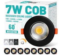 HiBay 8X Ultra Slim Recessed Ceiling Lights 7W Dimmable Black Ceiling Spotlights Warm White Round COB Down Lights for Kitchen, Bedroom, Cutout Ø65-88mm, 240V 600LM