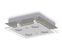 HiBay Modern Ceiling Light Chrome LED Kitchen Spotlight Fittings 4 Way Ceiling Spots GU10 Square Flush Lamp 240V for Bedroom, Living Room, Lounge -Bulbs Not Included