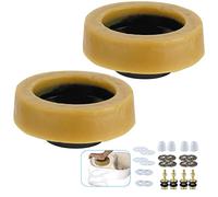 Hibbent 2 Pack Extra Thick Toilet Wax Ring, Toilet Bowl Wax Seal Kit with Closet Bolts, Bolt Caps, PE Flange and Extra Retainers, Thick Wax Ring Gasket - Gas, Odor and Watertight Seal