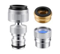Hibbent 2 Pack Faucet to Dishwasher Adapter, Quick-Connect Dishwasher Snap-On Connection, with Swivel Ball Joint and Faucet Aerator, Male 15/16 Inch and Female 55/64 Inch, Chrome