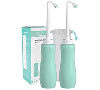 Hibbent 2 Pack Travel Bidet Bottle, Portable Bidet Sprayer, 650ml, Green, Plastic, On-The-Go Travel Bag, Extra Long Pointed Nozzle Spray for Women, Baby and Elderly