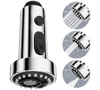 Hibbent 3 Function Kitchen Tap Spray Head Replacement Part, G1/2", Pull Out Spray Head for Kitchen Faucet, Tap Faucet Attachment Spray, Your Thread Length ＞13mm, Chrome