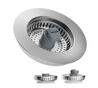 Hibbent 3 in 1 Kitchen Sink Drain Strainer, Stainless Steel Wrapped Shell Drain Stopper Combo, Pop Up Sink Stopper, 3 Anti-Clogging Metal Basket Strainer with Handle for US Standard 3-1/2" Drain