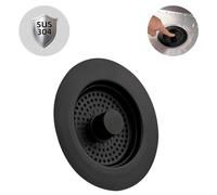 Hibbent 3 in 1 Kitchen Sink Plug, Sink Strainer and Stopper Combo, Black