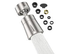 Hibbent 4 Spray Modes Kitchen Tap Sprayer Head, 360° Rotation and 70° Adjustable Tap Aerator, Solid Brass Rotating Ball and ABS Shell, 22 Female Thread with 6 Adapter, Brushed Nickel