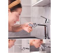Hibbent 720 Degree Swivel Faucet Aerator, Unique Soft Spray- Facial SPA,Dual Function Bathroom Faucet Mounted for Face Washing, Gargle and Eye Flush 24mm Male Thread - Polished Chrome