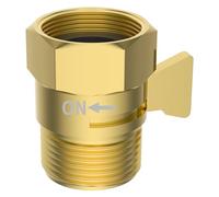 Hibbent All Metal 1 Pack Shower Head Flow Control Valve, G1/2 Brass Shut-off Valve with Metal Handle Lever, Shut OFF Water Flow Control Regulator for Handheld Shower, or Bidet Sprayer, Brushed Gold