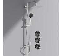 Hibbent All Metal Shower Riser Rail Kit with 10" Rainfall Shower Head, 3 Modes Handheld Shower Head, Height Adjustable Shower Kit Without Mixer Shower, Anti-Kink Shower Hose, Brass Diverter, Chrome
