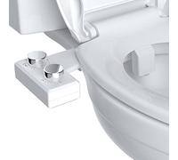Hibbent Bidet Attachment for Toilet, Non-Electric Dual Nozzle for Frontal & Rear Wash, Adjustable Water Pressure Control, Fresh Water Bidet Toilet Seat, Self Cleaning Water Sprayer, White/Chrome