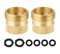 Hibbent Brass Female Threaded Tap Connector for Hose Pipe, Sprinkler Hose Adapter for 3/4 inch Male Garden Hose x 1/2 inch Female Pipe, Double Male and Female Brass Connector, 2 Pack